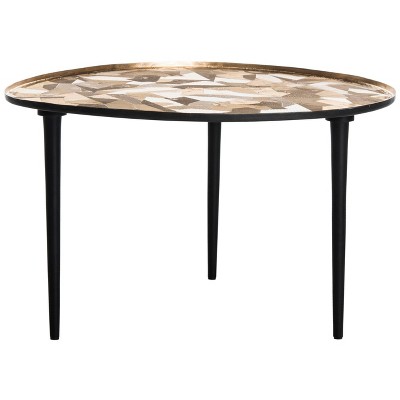 Hera Oval Side Table - Taupe / Black - Safavieh