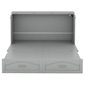VYNXARIA Upgrade Your Space with This Queen Size Gray Murphy Wall Bed: Drawer, Sockets, USB & Pulley Ease - 1 of 4