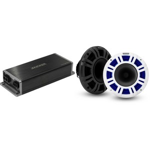 Kicker Marine KPX300.4 Powersports Amp & 8" HLCD Marine LED Speakers - 1 of 4
