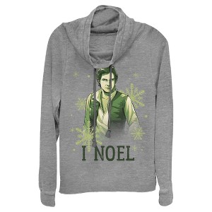 Juniors Womens Star Wars Christmas Solo I Noel Cowl Neck Sweatshirt - 1 of 3