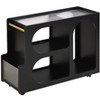 31.50" Mobile End Table with Lockable Wheels, Narrow Coffee Table with 5mm Thick Fluted Tempered Glass, Modern Nightstand, Black - 3 of 4