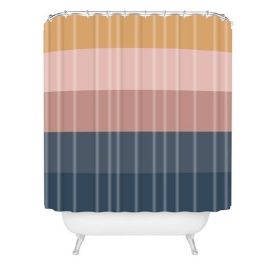 Colour Poems Minimal Retro Striped Shower Curtain Blue/Pink - Deny Designs