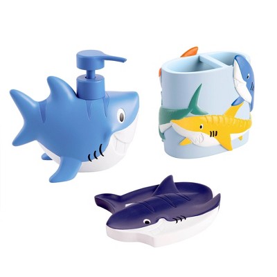 Colorful Sharks Resin 3-Piece Kids' Bath Set