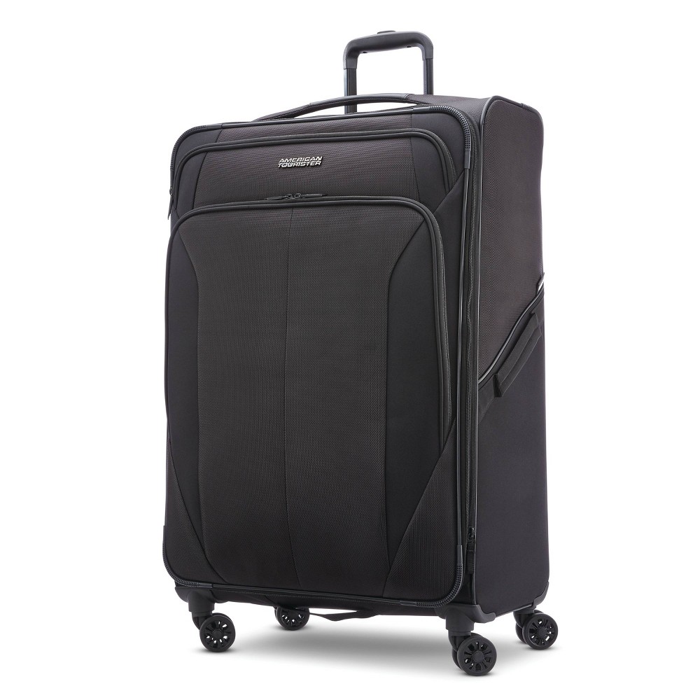 Photos - Luggage American Tourister Phenom Softside Large Checked Spinner Suitcase - Black: Medium Spinner  