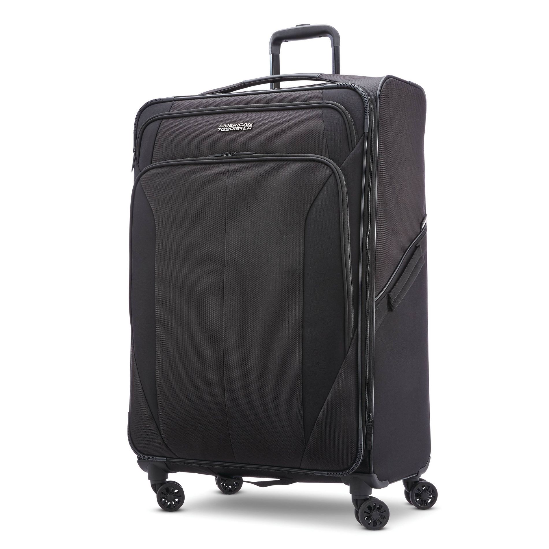 American Tourister Phenom Softside Large Checked Spinner Suitcase - Black: Medium Spinner Luggage