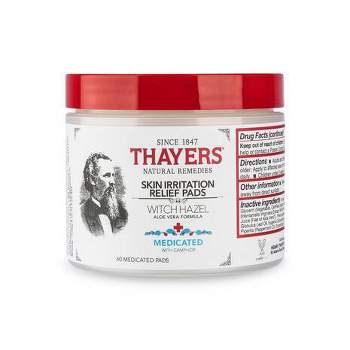 Thayers Natural Remedies Witch Hazel Astringent Pads with Aloe Medicated - 60 ct