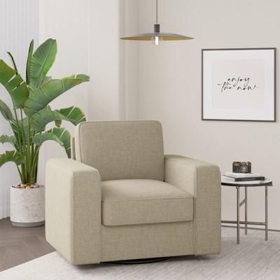 Sapphtopaz 35.43" Modern Swivel Velvet Couches for Living Room with Wide Armrest Single Sofa Chair with Sturdy Base Small Couch for Bedroom