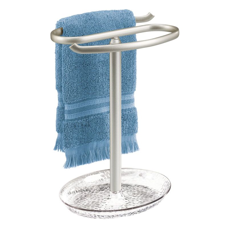 mDesign Steel Fingertip Towel Rack Stand with Tray, 1 of 6