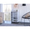 Vynxaria 37-Inch Bar Serving Carts, White Finish, Glass Door with Wine Cubbies - 3 of 4