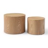 Round Coffee Table Set of 2, Nesting Coffee Tables for MDF with veneer .for living room,office,bedroom,Natural, 4Colors NATURAL - 2 of 4