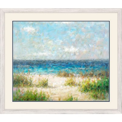 HomeRoots Coastal Feel Ocean View Watercolor White Framed Wall Art