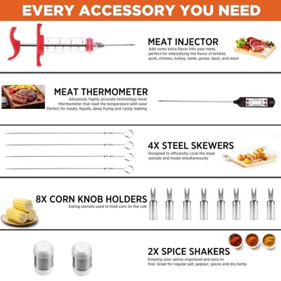 Commercial Chef 25-Piece Stainless Steel BBQ Grill Tool Set with Aluminum Case