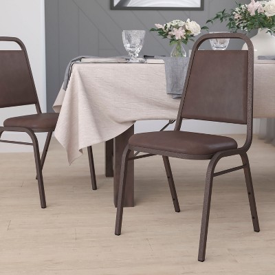 Brown and Copper Vinyl Stacking Banquet Chair with Steel Frame