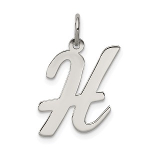 Black Bow Jewelry Sterling Silver Madison Collection LG Classic Script Initial H Pendant - 1 of 4