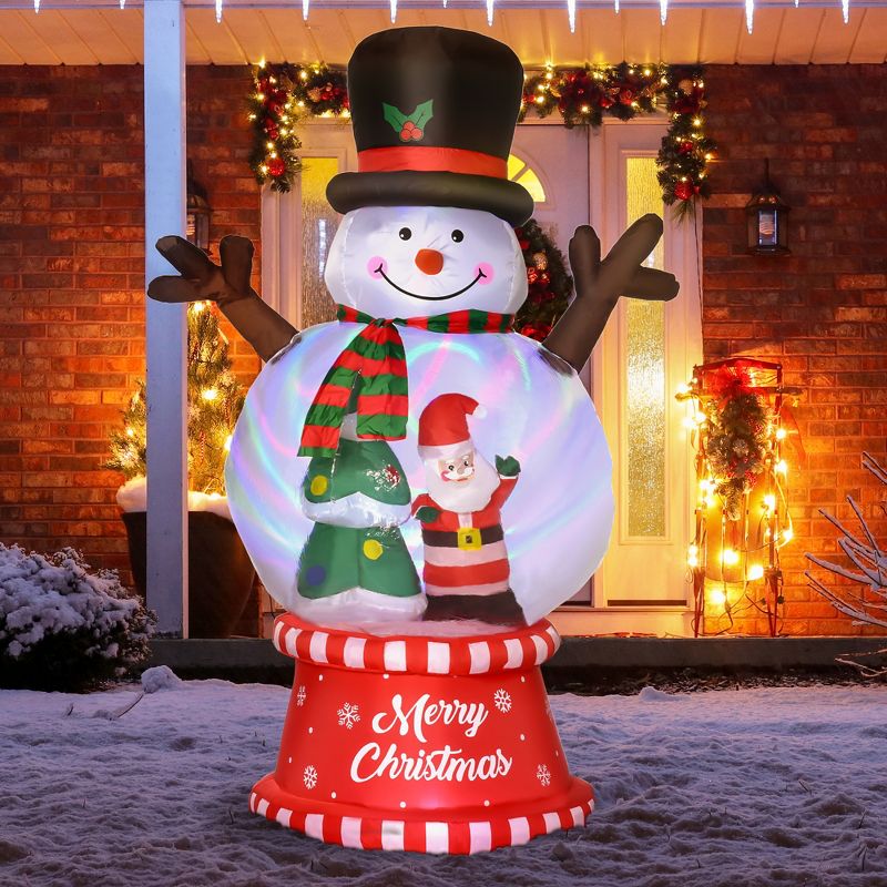 Outsunny 95.75" Inflatable Christmas Snowman with Crystal Ball Body and Black Hat, Blow-Up Outdoor LED Yard Display for Lawn Garden Party, 3 of 7