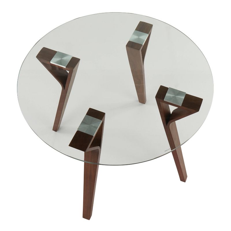 35.5&#34; Folia Mid-Century Modern Modern Round Dining Tables Walnut/Clear - LumiSource, 5 of 13