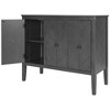 Lycvki Adjustable Shelf Storage Sideboard with 3 Retro Metal Handles and 4 Pinewood Legs - 3 of 4