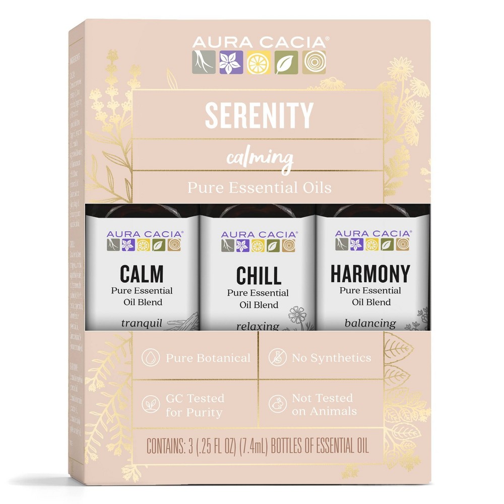 3pk Serenity Multi Essential Oil Set - Aura Cacia: Aromatherapy, Diffuser Compatible, with Orange & Lemon Scents