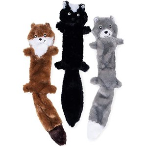 ZippyPaws Skinny Peltz - Squeaky Pet Toys, Unstuffed Chew Toys, Soft Plush Variety Pack, Weasel, Skunk, and Wolf - 18" - 1 of 1