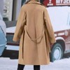 Women's Fall Winter Long Sleeve Double Breasted Buttons Coat Notch Lapel Long Trench Casual Coat Classic Open Front Belted Long Jacket - 4 of 4