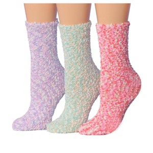 Tipi Toe Women's 3-Pairs Soft Fuzzy Anti-Skid Lavender Mist Patterned Crew Socks - 1 of 1