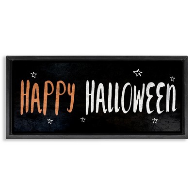 Stupell Industries Happy Halloween Spooky Stars Black Framed Floater Canvas Wall Art