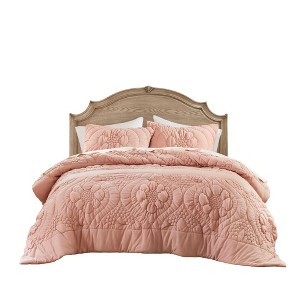 ChicFurnit Bedding Set Elegant Floral Comforter Set with Jersey Knit Softness for Year Round Comfort, Pink, 13.78"*17.72"*6.69" - 1 of 4