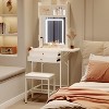 Acekool Mini Makeup Vanity Desk with Lighted Mirror, Foldable Side Panel, Hair Dryer Holder, 2 Drawers, Compact Dressing Table for Small Spaces - 3 of 4