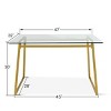 47 Inch Mona Contemporary Tempered Transparent Glass Writing Desk With Metal Base-Maison Boucle - 3 of 4