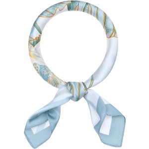 INSPIRE CHIC Women's Floral Printed Satin Square Flowers Silky Neck Scarves 1Pc - 1 of 4