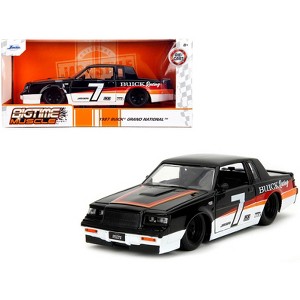 1987 Buick Grand National #7 "Buick Racing" Black and White with Stripes "Bigtime Muscle" Series 1/24 Diecast Model Car by Jada - 1 of 4