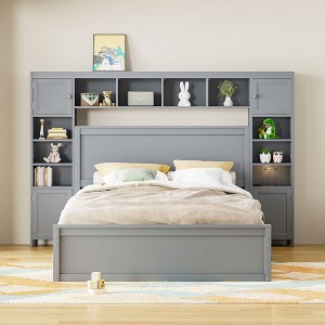 YOOCOZZ Queen Size Platform Bed with Under-bed Drawers, All-in-One Cabinet and Shelf, Built-in Outlets - 1 of 4