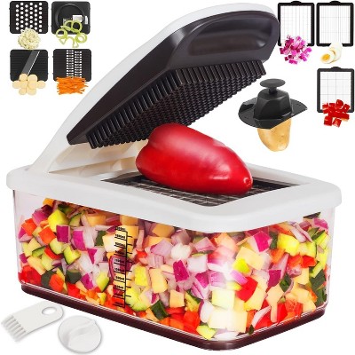Attop Multifunctional 10-in-1 Vegetable Chopper, Extra Large Chopper, Professional Food Chopper - 6 Blades, 4 Vegetable Spiralizers with Container