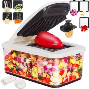 Attop Multifunctional 10-in-1 Vegetable Chopper, Extra Large Chopper, Professional Food Chopper - 6 Blades, 4 Vegetable Spiralizers with Container - 1 of 4