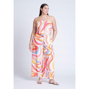 ELOQUII Women's Plus Size Printed Wide Leg Pant - 1 of 4
