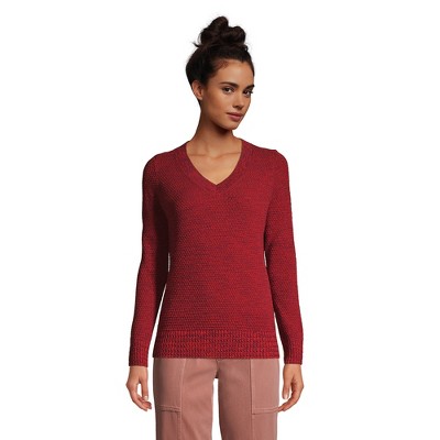 Lands' End Women's Fine Gauge Cotton V-neck Pullover : Target