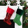 Northlight 20" Shiny Metallic Green Sequined Christmas Stocking with Velveteen Cuff - 2 of 4