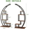 5 Tier Metal Plant Stand Indoor Half Moon Shape Ladder Display Rack, Rustic Brown - 4 of 4