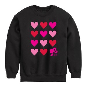Boys' - Barbie - Barbie Heart Grid Graphic Long Sleeve Fleece Sweatshirt - 1 of 4