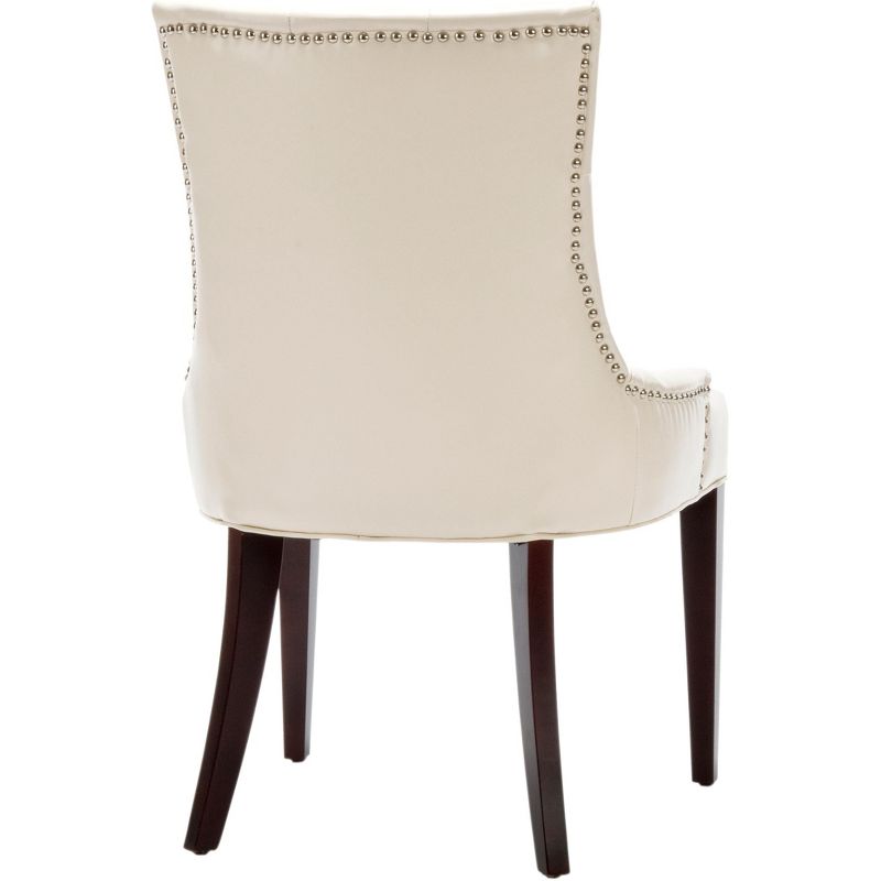 Transitional Amanda Slipper Chair in Flat Cream Leather and Wood