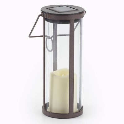 17.5" Provence Bird Stake with Hanging/Tabletop Solar Outdoor Lantern Brown - Smart Solar