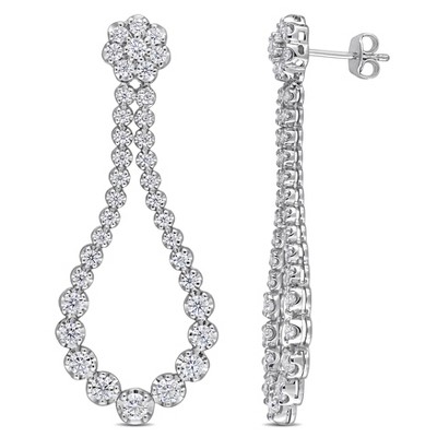 EVERLY JEWELRY | Sterling Silver 2 3/4 CT TGW DEW Created Moissanite Open Pear Shape Dangle Drop Earrings