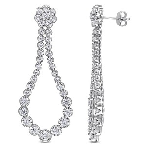 EVERLY JEWELRY | Sterling Silver 2 3/4 CT TGW DEW Created Moissanite Open Pear Shape Dangle Drop Earrings - 1 of 4