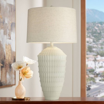 Hopewell White Resin Table Lamp with Linen Shade