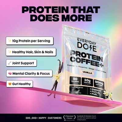 Everyday Dose Vanilla Protein Coffee + 100% Arabica Functional Instant Mushroom Coffee - 8.45oz