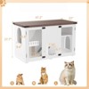 VisioGear Large Cat Litter Box Enclosure, Hidden Cat House with Stairs and Cat Scratching Post for Living Room, White, 47.2"*22"*27.7" - 3 of 4