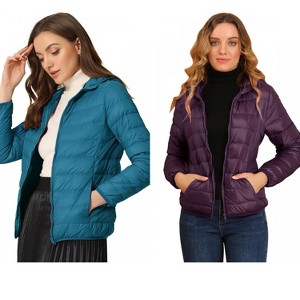 INSPIRE CHIC Women's Hooded Packable Thickened Short Down Puffer Jacket 2 Packs - 1 of 4