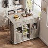 Foldable Kitchen Island Cart with Wheels, 2 Glass Doors, Spice Rack & Towel Holder – Mobile Storage Cart for Small Kitchens, Dining Rooms - Grey - 2 of 4