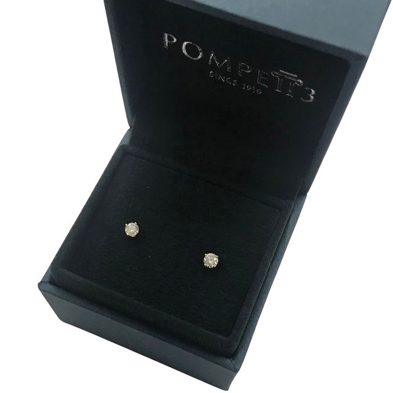Pompeii3 Tiny 1/4Ct Round Diamond Small Stud Earrings in 14K White or Yellow Gold Classic Setting, 4 of 6