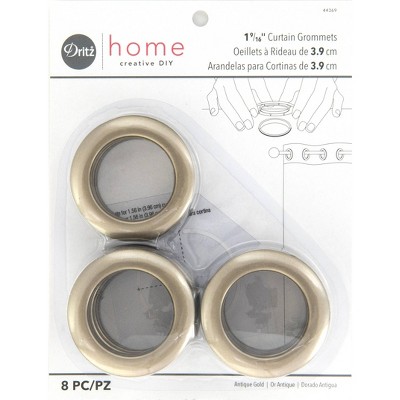 Dritz Set of 8 Home 1-9/16" Curtain Grommets Antique Gold: Plastic Sewing Fasteners, Gold Eyelets, Grommet Kit